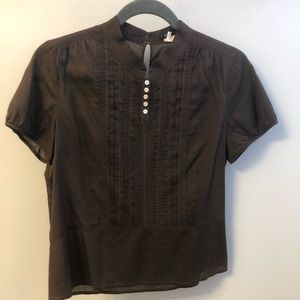 J crew airy cotton pintuck front high neck, small